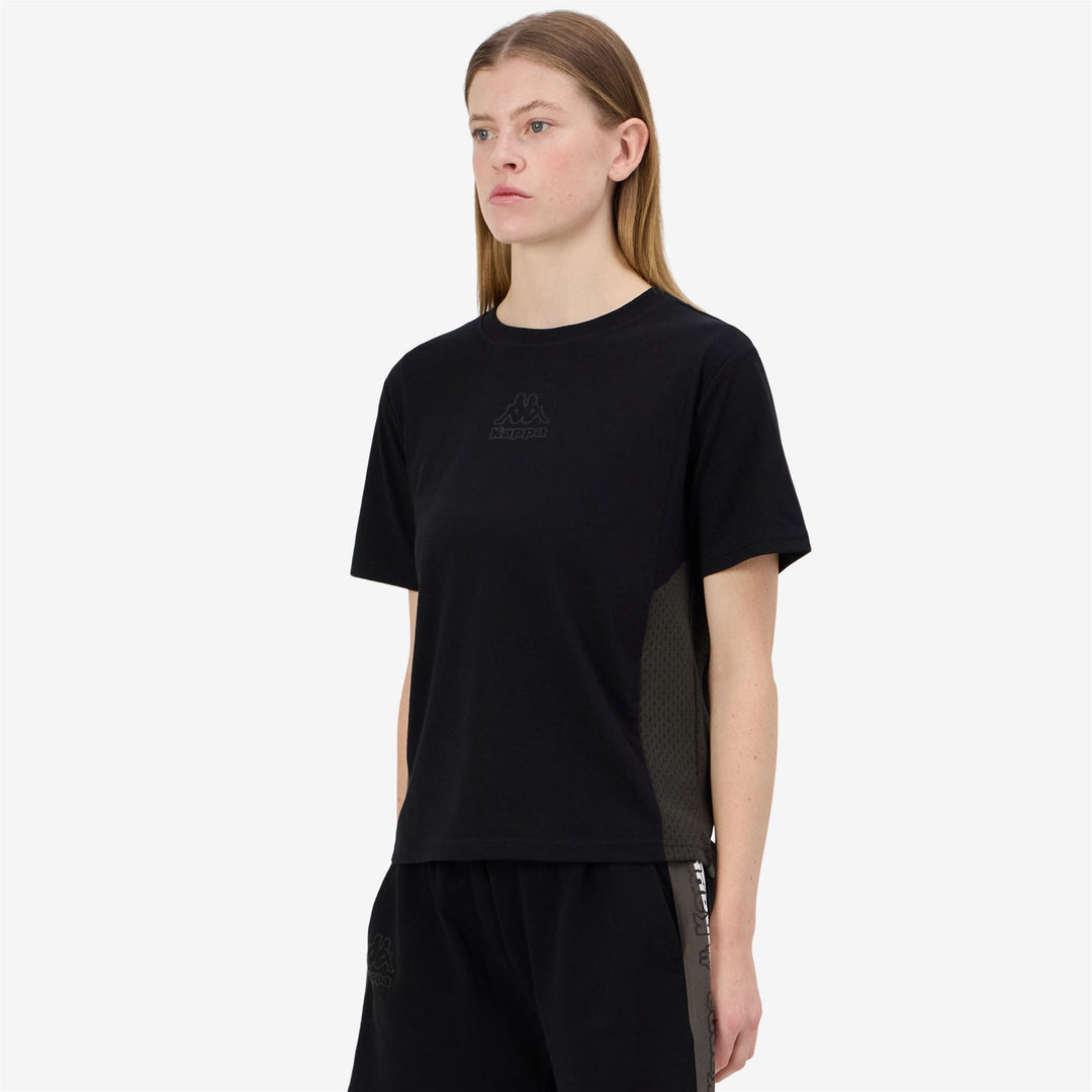 T-Shirt Jersey Sportiva Donna Nera con Inserti in Mesh main