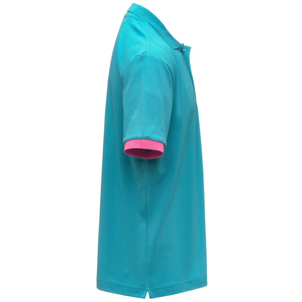 Turquoise blue Men's Regular Fit Polo Shirt with Contrast Details 02