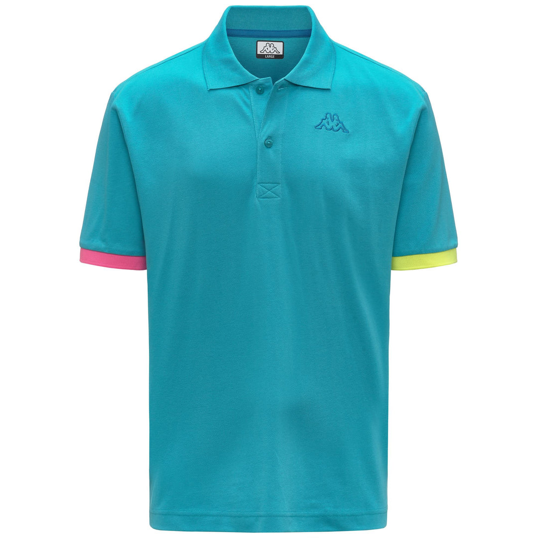 Turquoise blue Men's Regular Fit Polo Shirt with Contrast Details 01