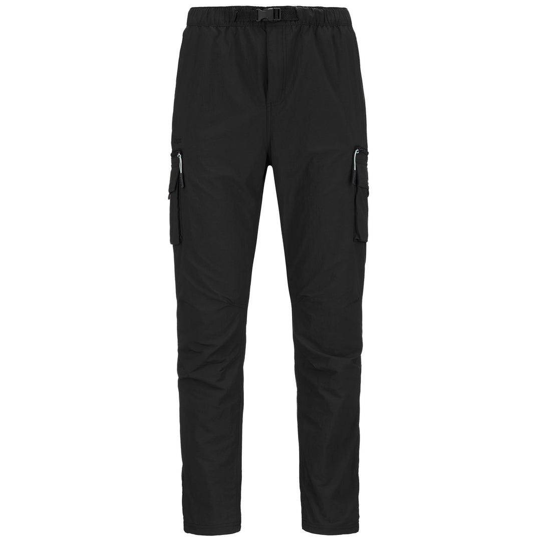 Pantalones deportivos cargo negros para hombre con múltiples bolsillos 01