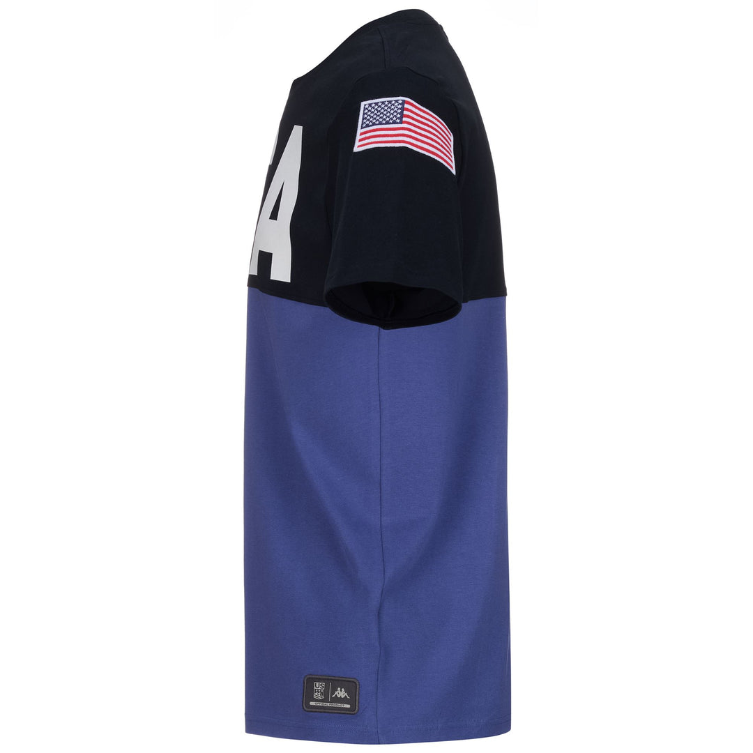 T-shirt de ski unisexe bleu, coupe ajustée, personnalisable avec l'équipe main