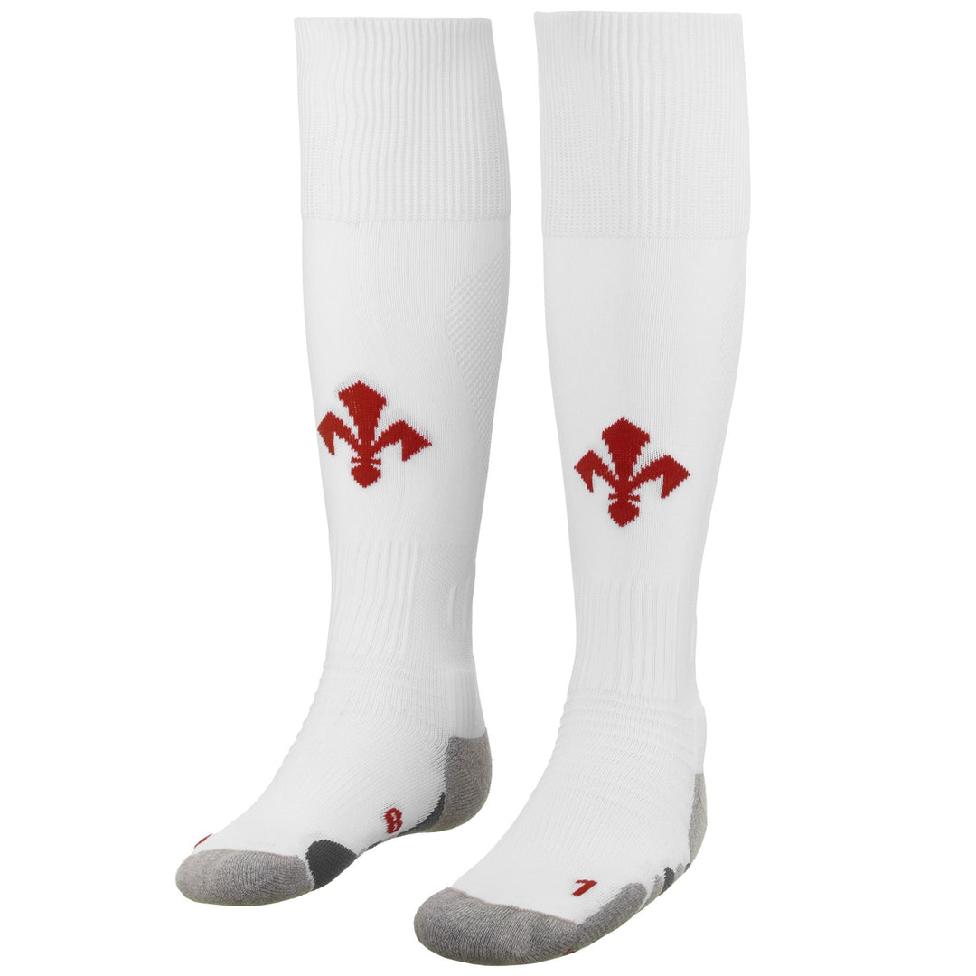 White Men's ACF Fiorentina Football Knee High Socks with Anatomical Padding 01