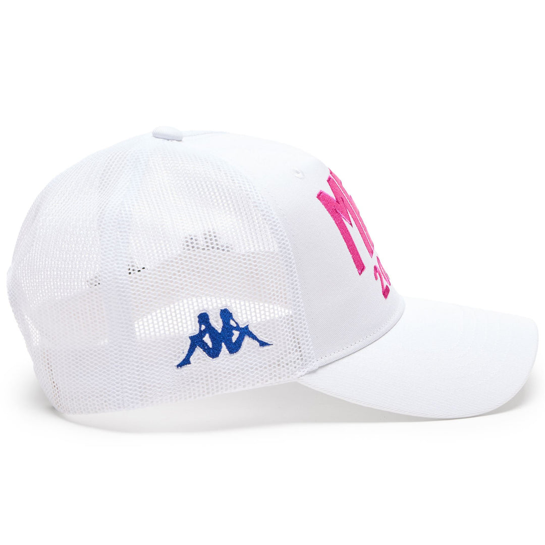 Cappellino unisex con visiera in rete di poliestere bianco e logo Omini main