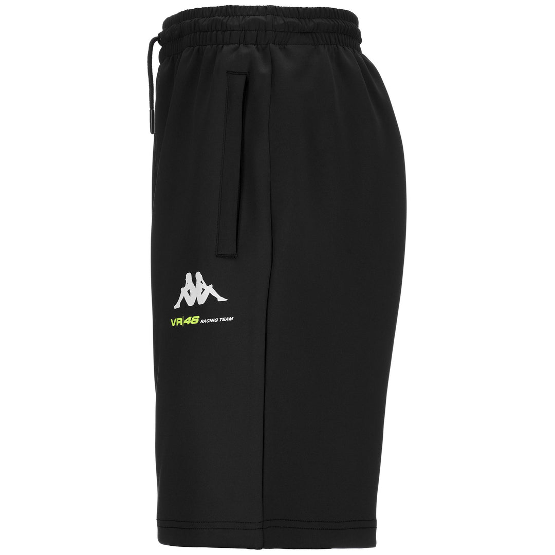 Black Men's VR46 Motorcycling Sport Shorts with Elastic Waist main