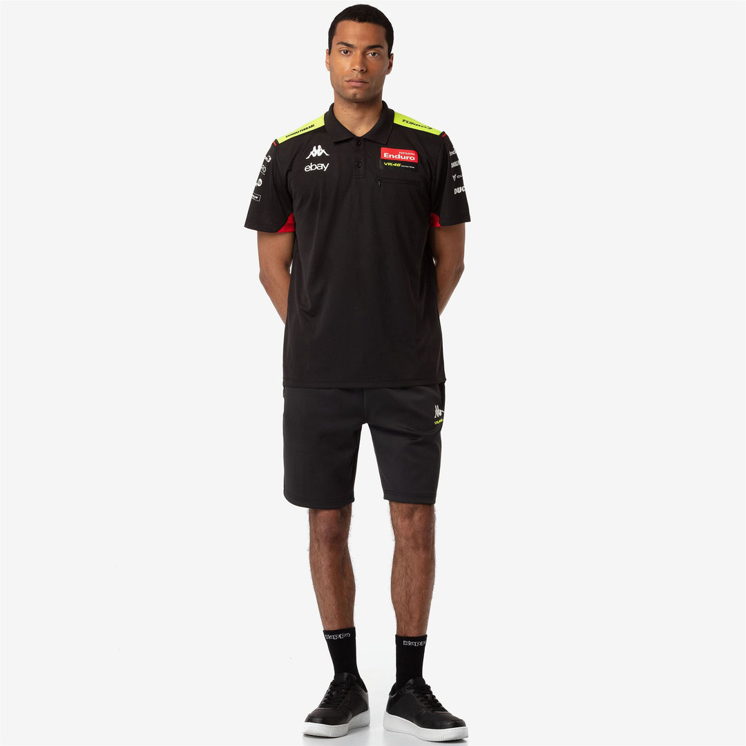 Pantalones cortos negros de corte regular para hombre del equipo VR46 Racing 01