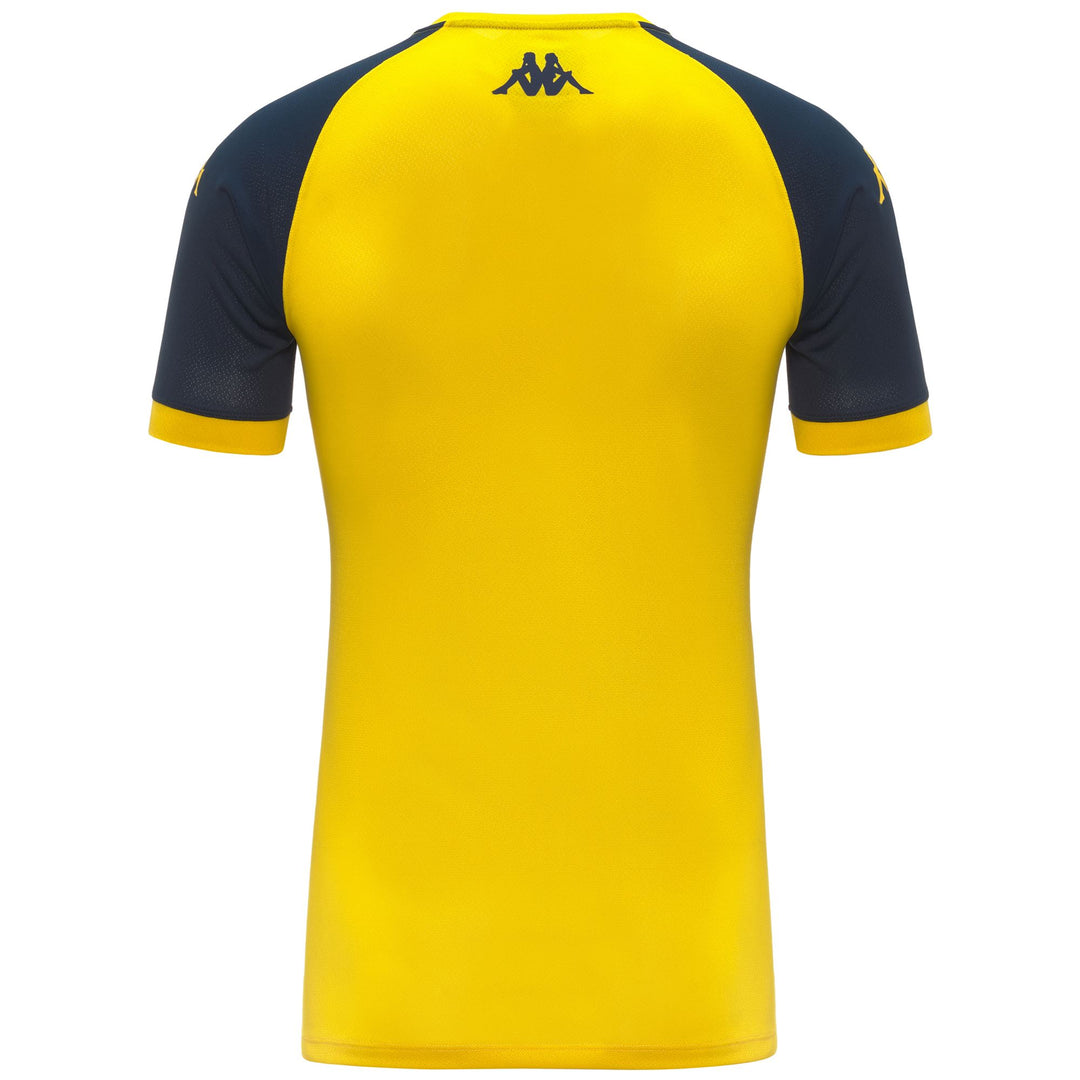 Maillot d'entraînement de football Genoa pour homme, jaune, coupe ajustée, en tissu recyclé main