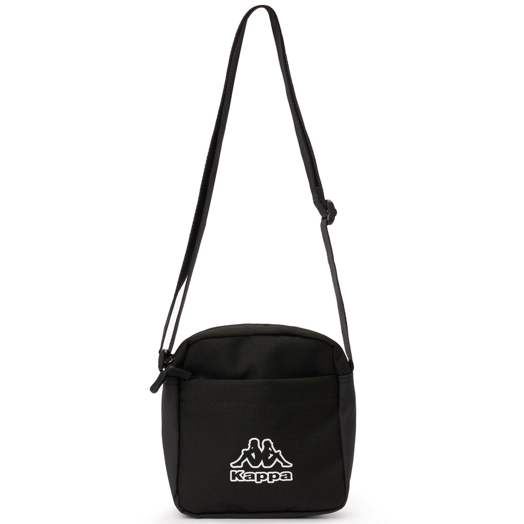 Borsa a tracolla unisex in poliestere nero con tasca con cerniera 01