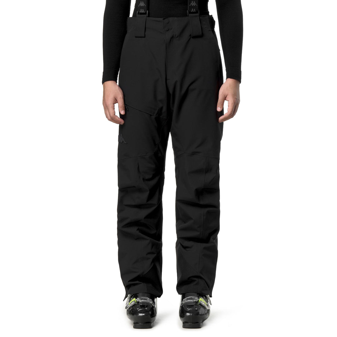 Black Men's Waterproof Padded Sport Trousers with Zipper and Braces 01