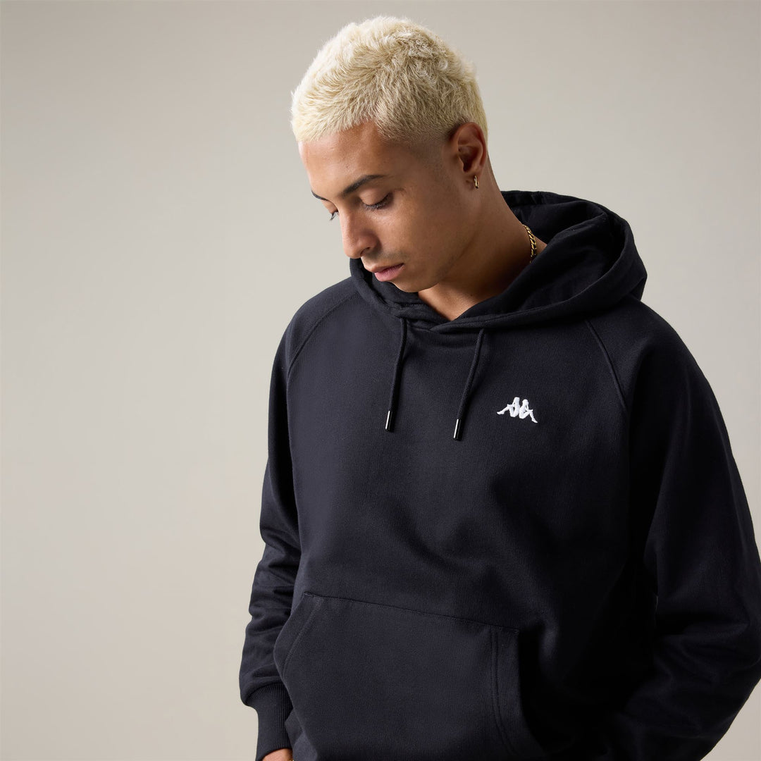 Men's Black Brushed Hoodie With Kangaroo Pocket. 01