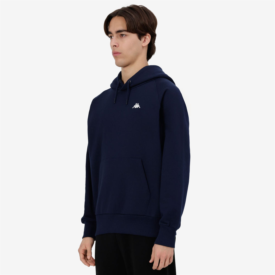 Men's Blue Brushed Hoodie With Kangaroo Pocket. main