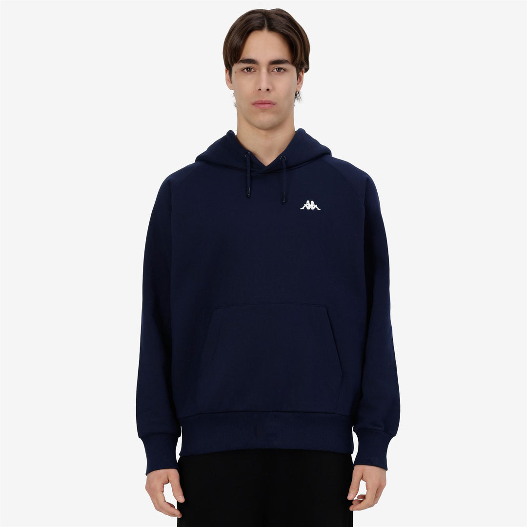 Men's Blue Brushed Hoodie With Kangaroo Pocket. main