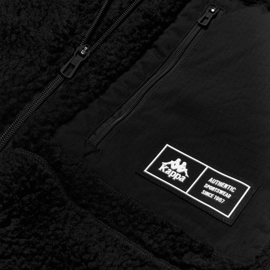 Black Men's Fleece Jacket with Zip and Pockets main