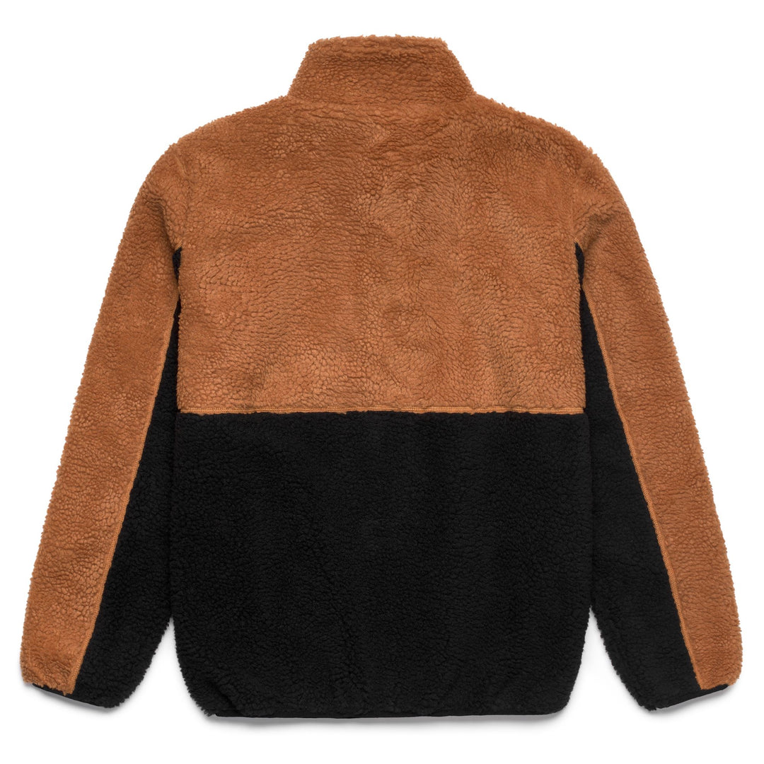 Brown men's full zip sherpa polar fleece sweatshirt with technical pockets main