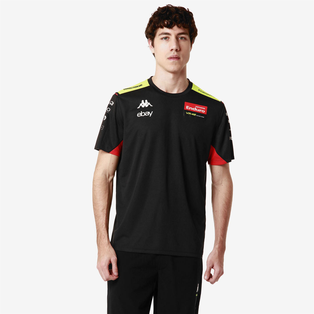 Black Men's Regular Fit Active T-Shirt with Contrast Shoulders main
