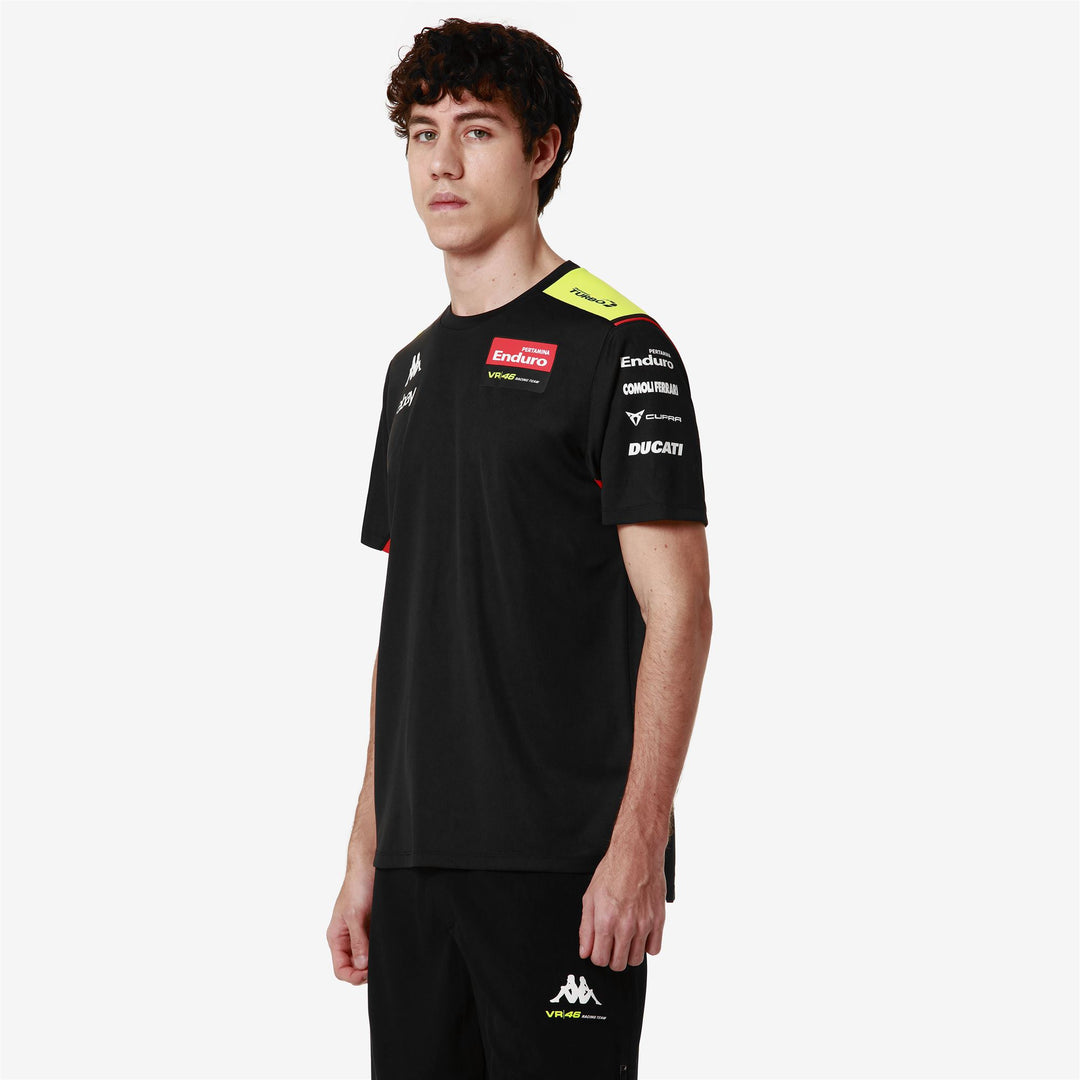Black Men's Regular Fit Active T-Shirt with Contrast Shoulders main