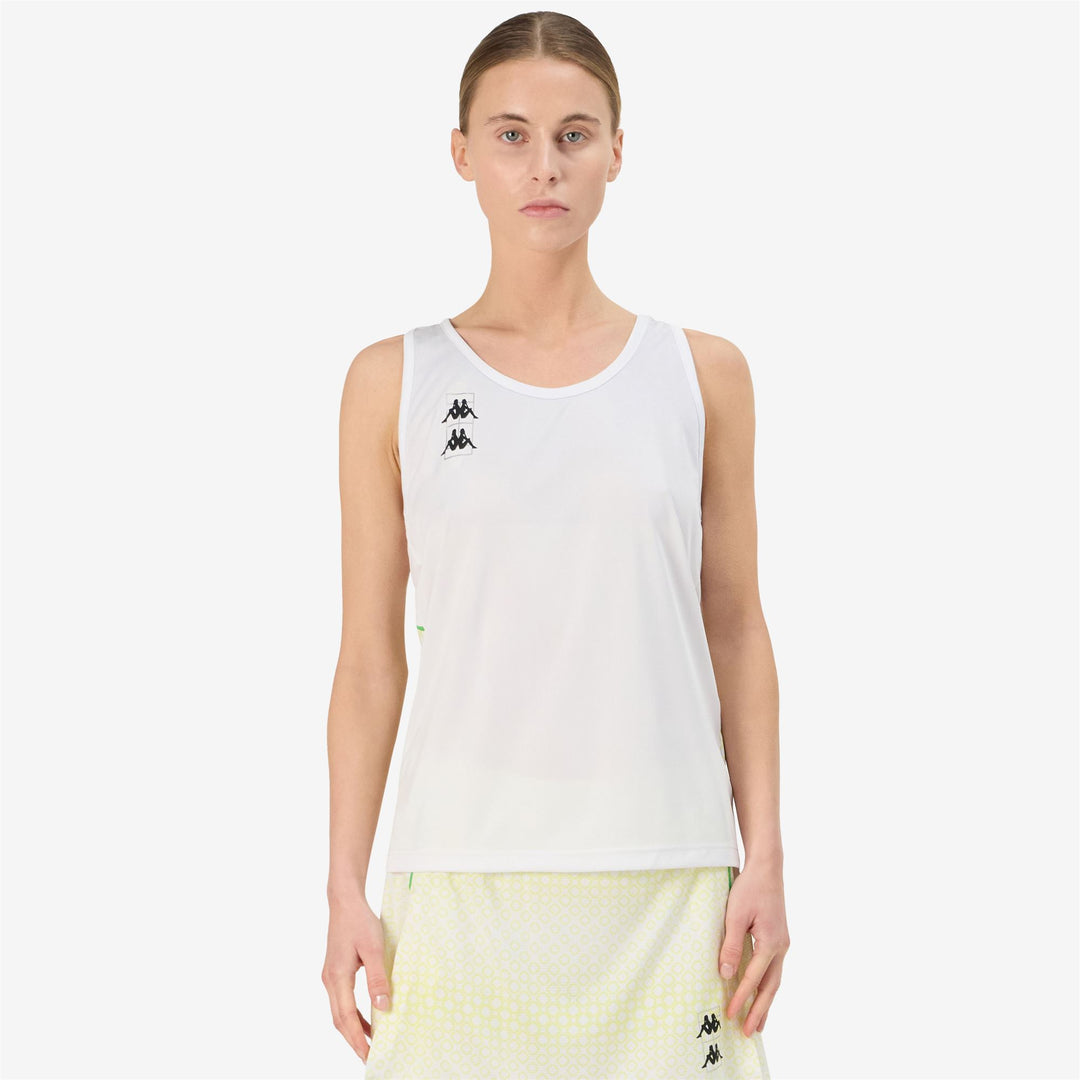 White Women's Regular Fit Padel Jersey Tank with Geometric Graphic main