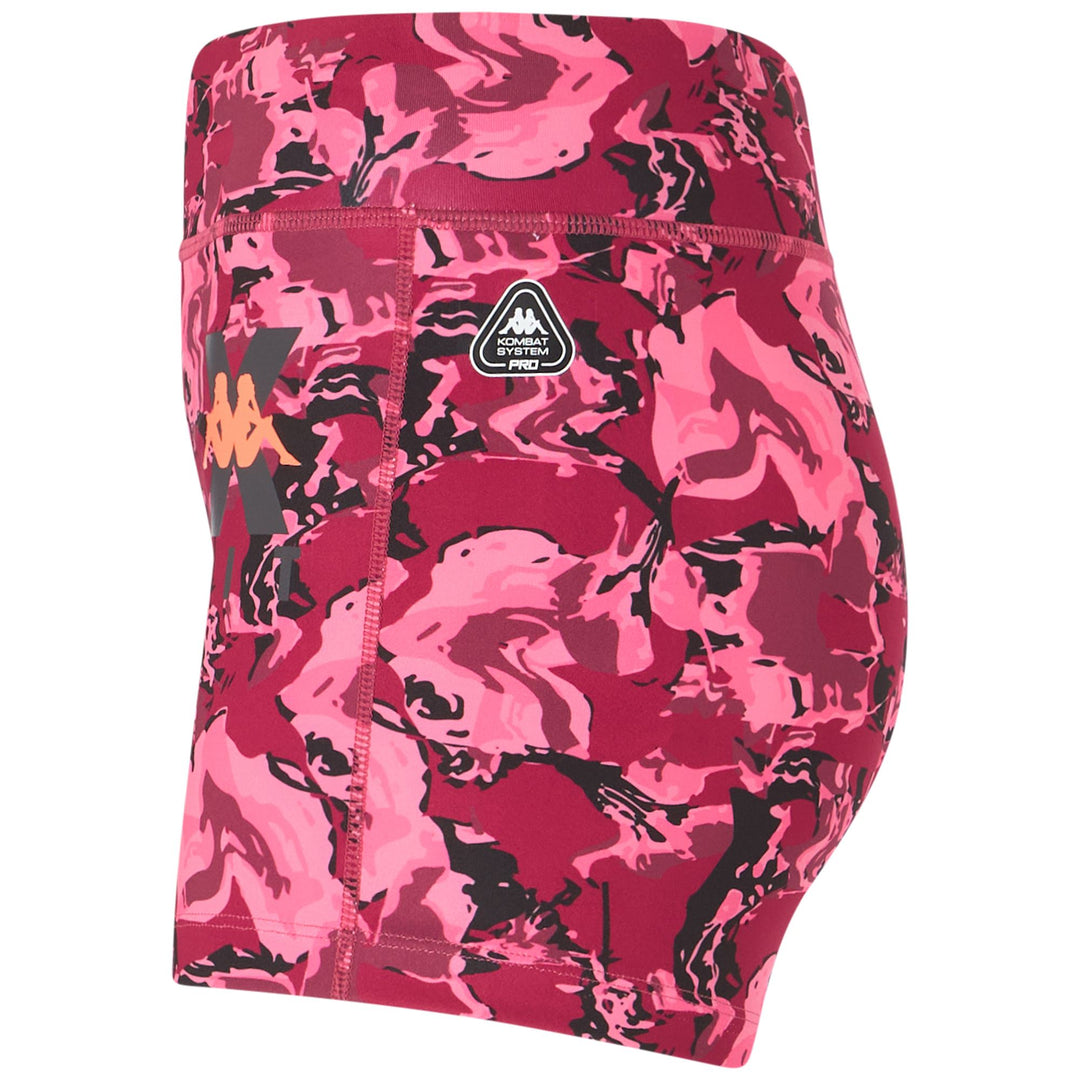 Short de sport moulant rouge pour femme en jersey extensible main