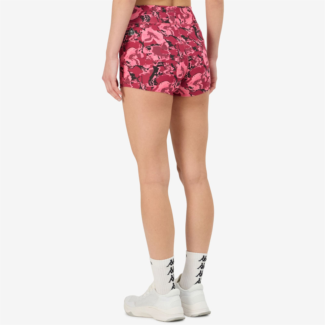 Short de sport moulant rouge pour femme en jersey extensible main