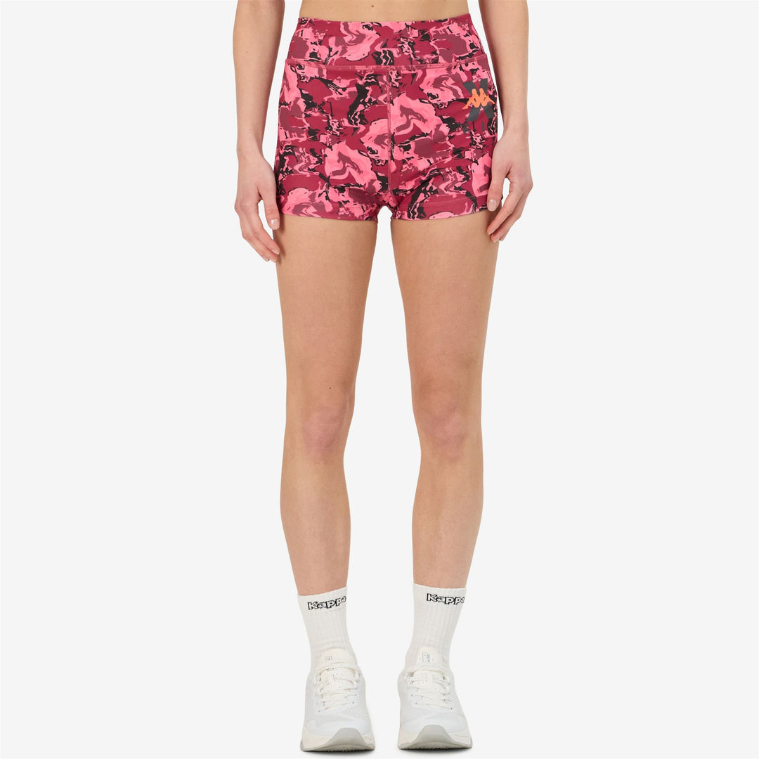 Short de sport moulant rouge pour femme en jersey extensible main