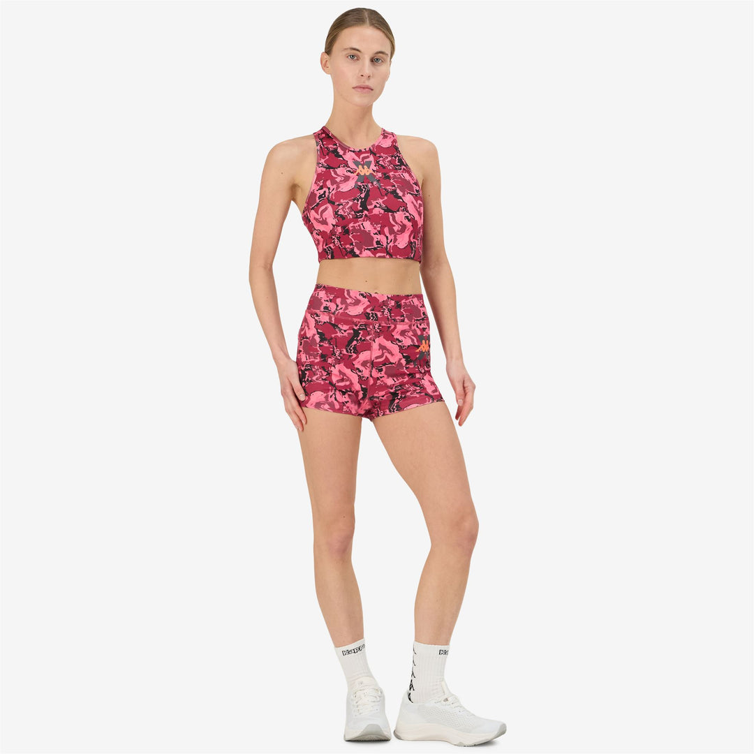 Pantaloni Corti Sportivi Donna Rossi con Stampa Totale main