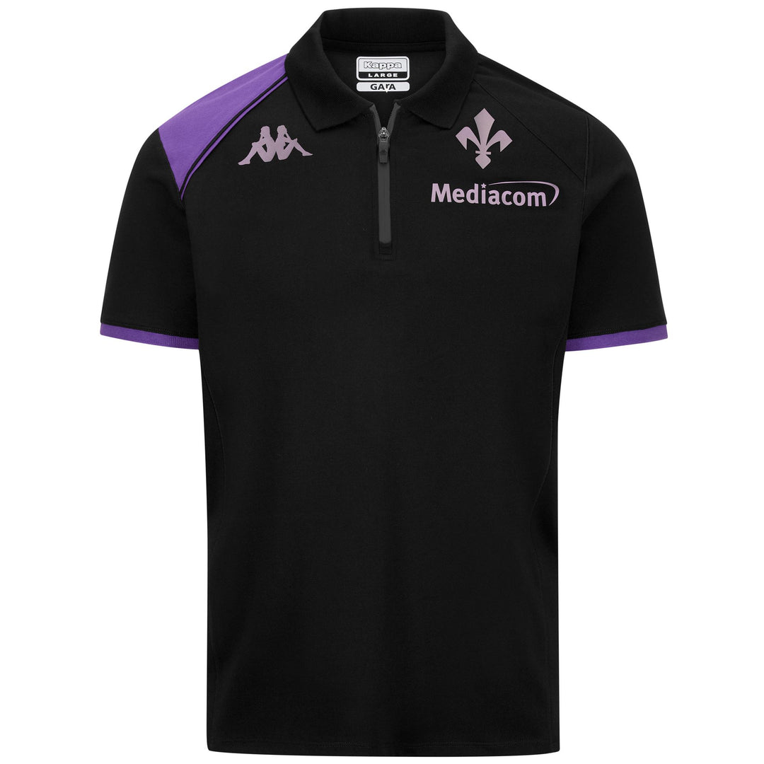 Black Men's Slim Fit ACF Fiorentina Football Polo Shirt in Piqué Fabric 01