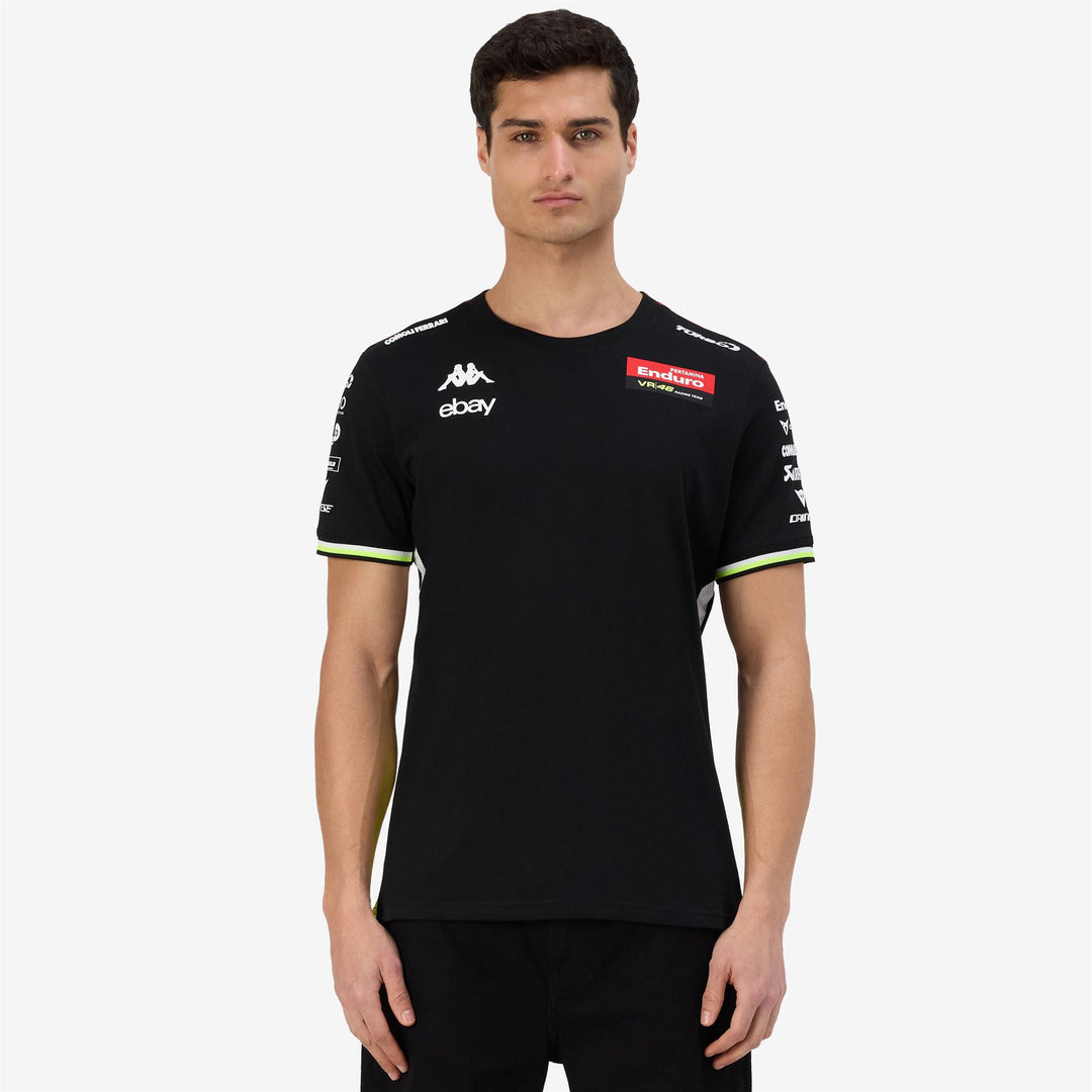 T-shirt nera da uomo con vestibilità regular e inserti a contrasto main