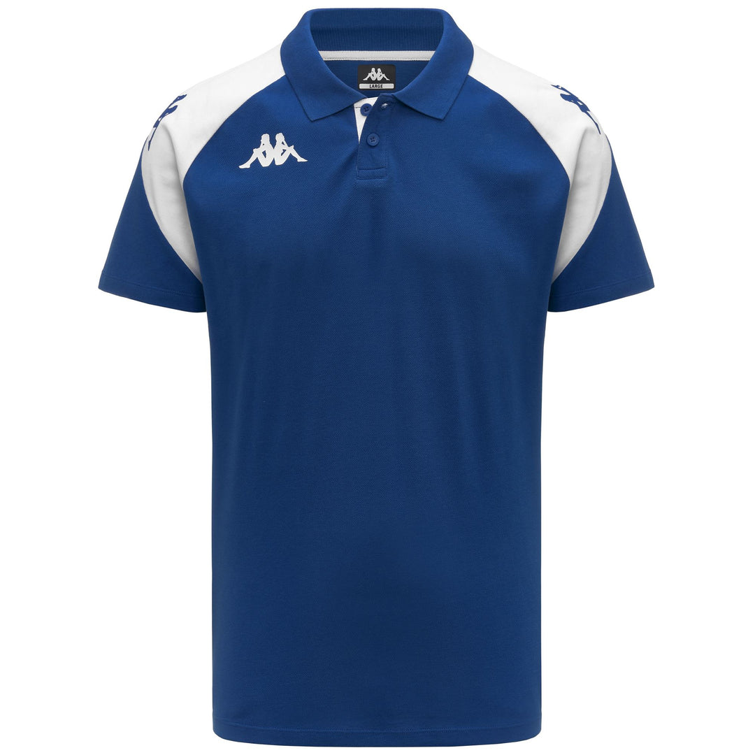Polo de algodón azul ajustado para hombre para fútbol 01