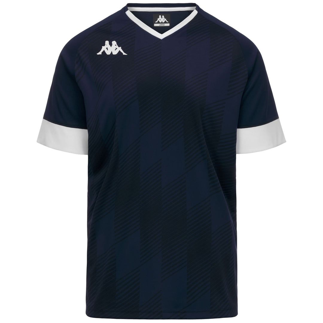 Camiseta de fútbol azul para hombre, corte ajustado, confeccionada en tejido interlock. 01