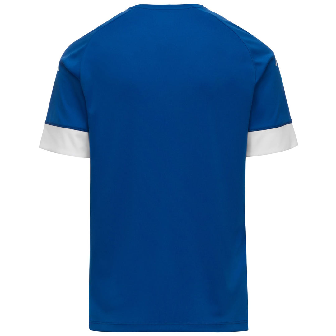 Maillot de football bleu pour homme, coupe ajustée, en tissu interlock main