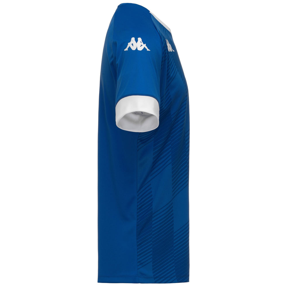 Maillot de football bleu pour homme, coupe ajustée, en tissu interlock 02