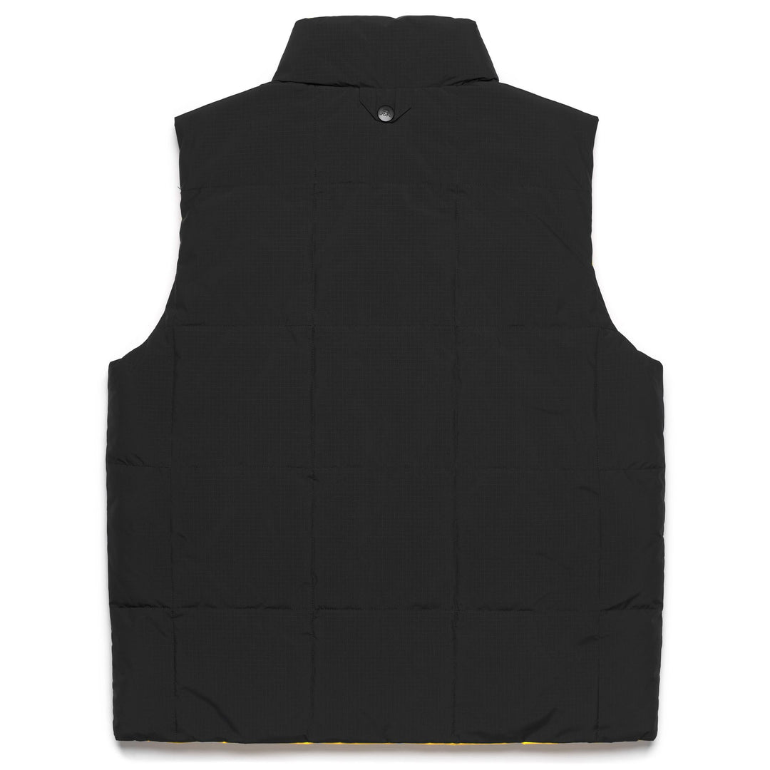Black Yellow Men's Reversible Padded Vest Jacket with Pockets main