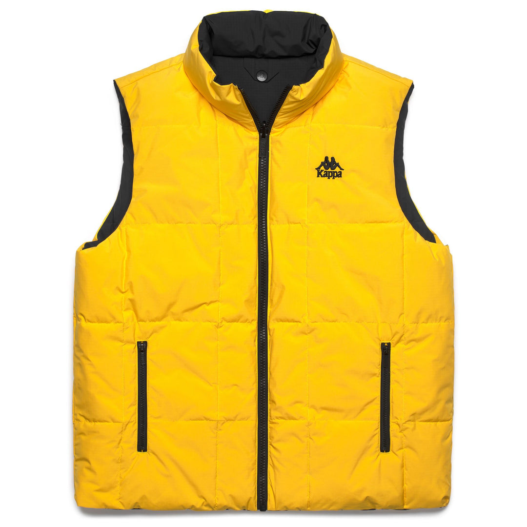 Black Yellow Men's Reversible Padded Vest Jacket with Pockets main