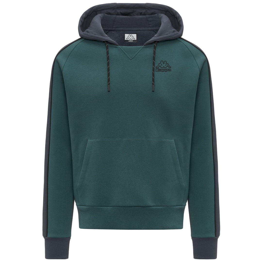 Chaqueta con capucha de polar verde para hombre con detalles en contraste 01