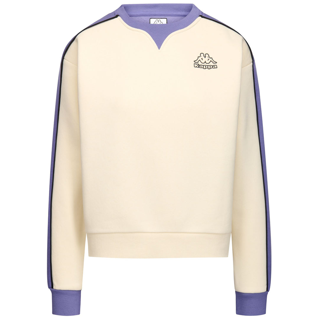 White Women's Oversized Fleece Jumper with Logo and Contrast Details 01