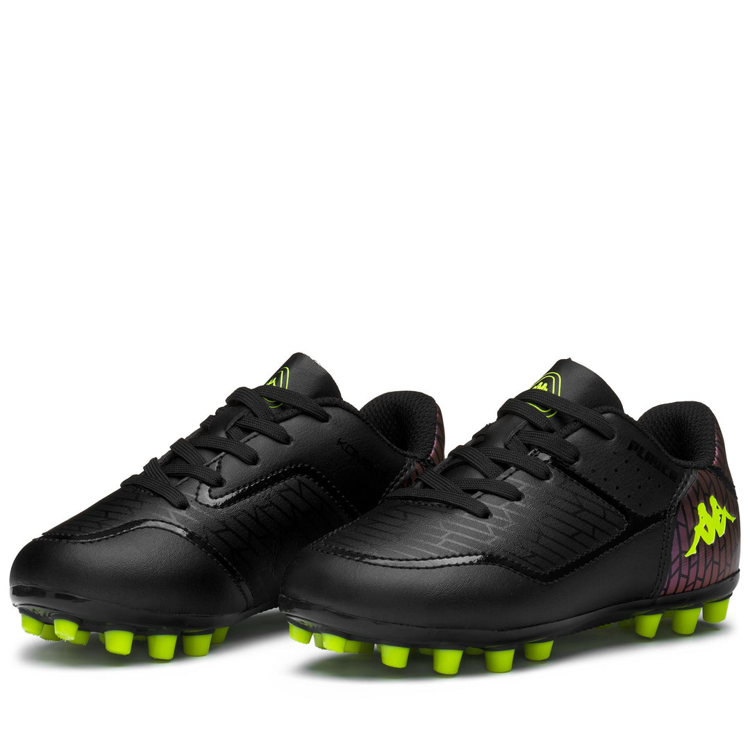 Scarpe da calcio tecniche da ragazzo nere e giallo neon main