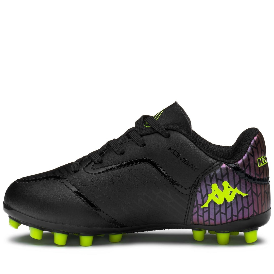 Scarpe da calcio tecniche da ragazzo nere e giallo neon main