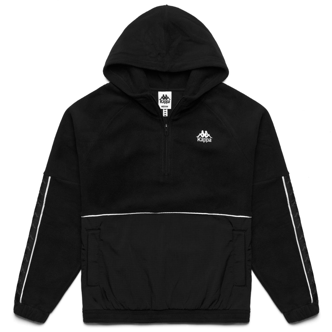 Black and White Men's Fleece Hoodie with Half Zip 01