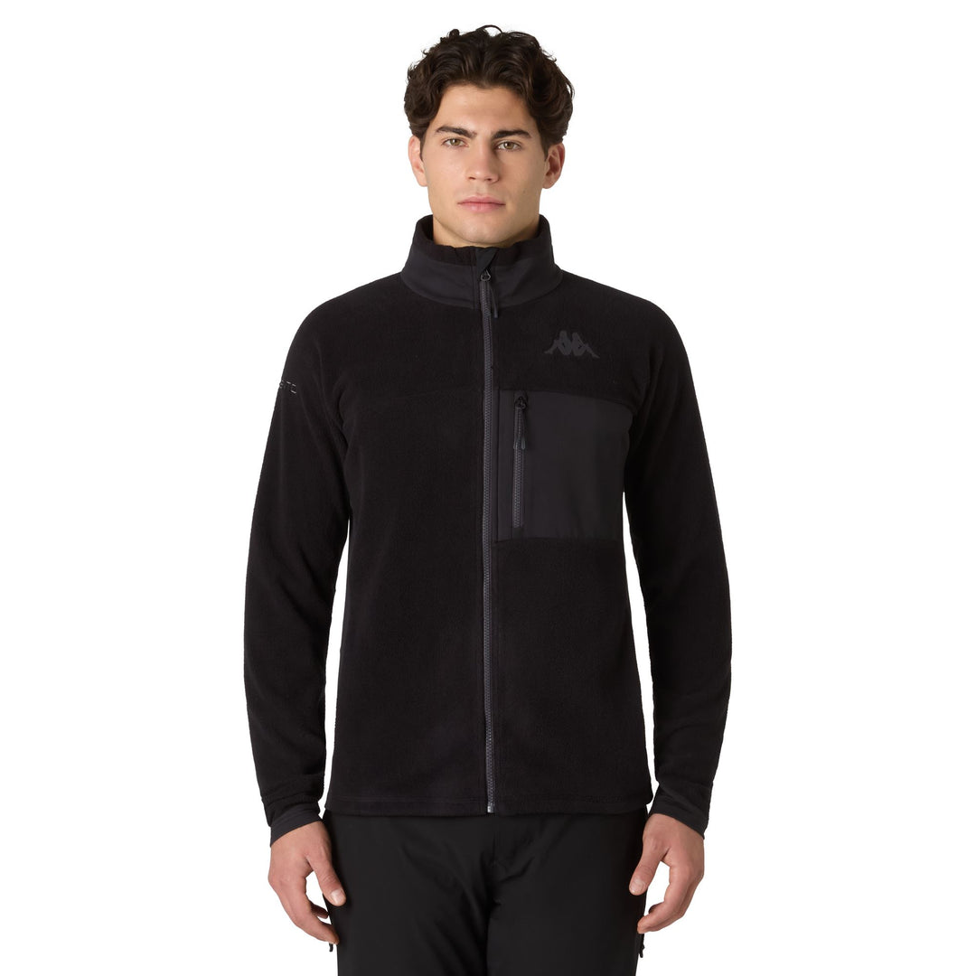 Black Men's Slim Fit Ski Fleece with Zippered Pockets 01