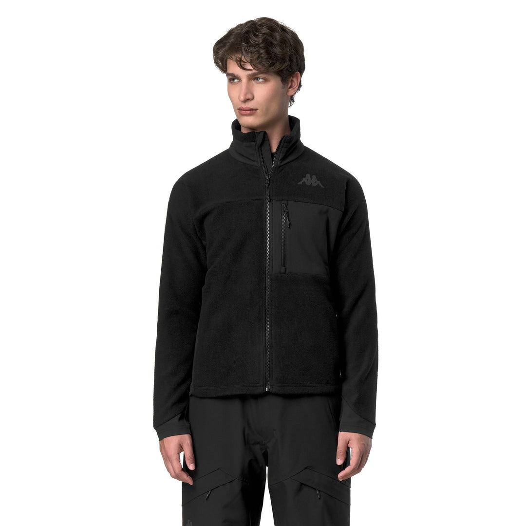 Black Men's Slim Fit Ski Fleece with Zippered Pockets main