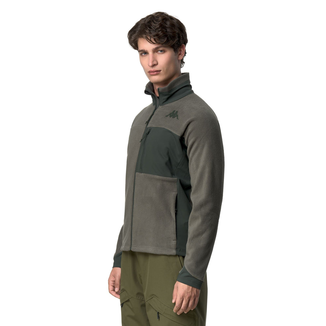 Veste polaire de ski pour homme, coupe ajustée, verte, avec poches zippées main
