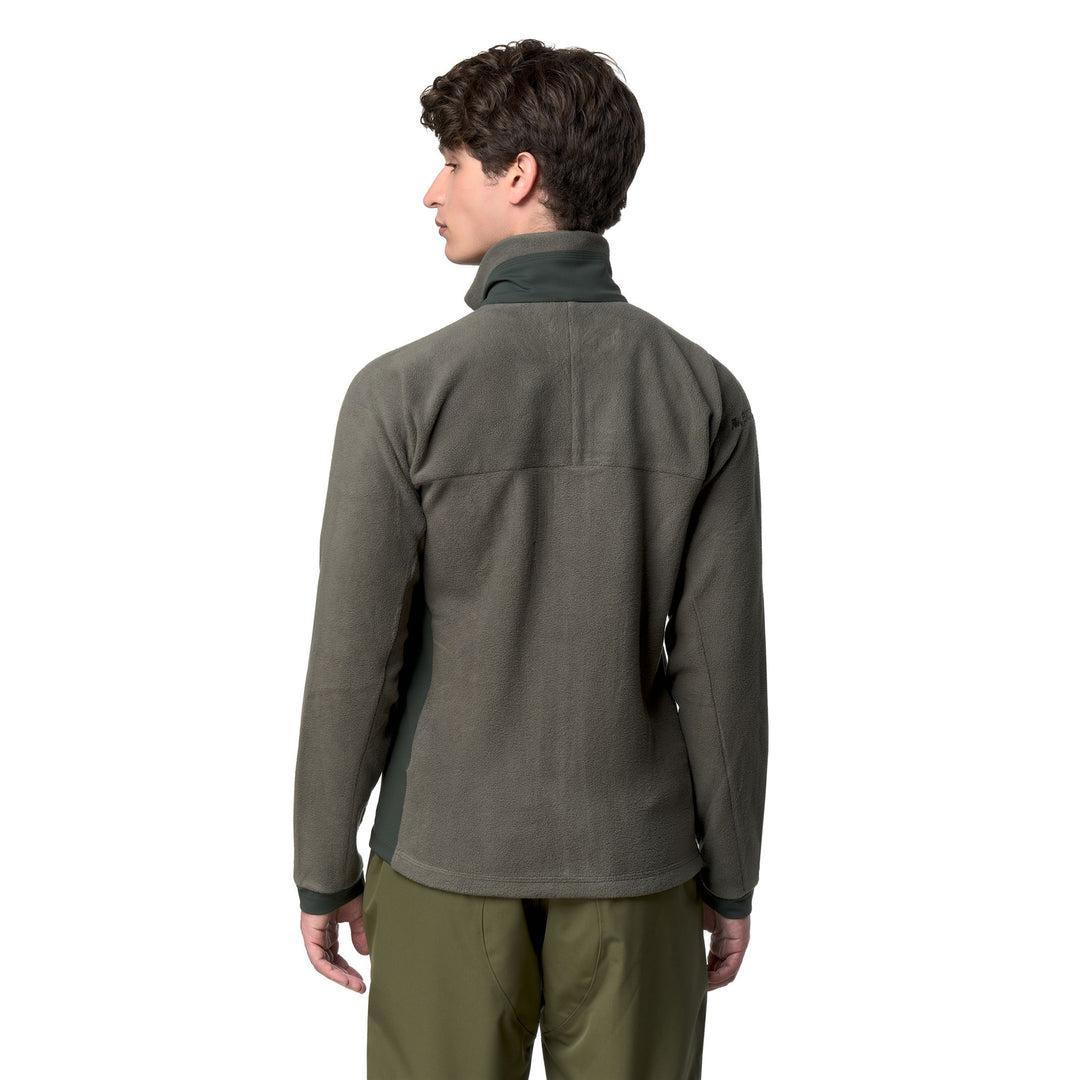 Chaqueta polar verde oscuro para hombre con cremallera completa y bolsillos main