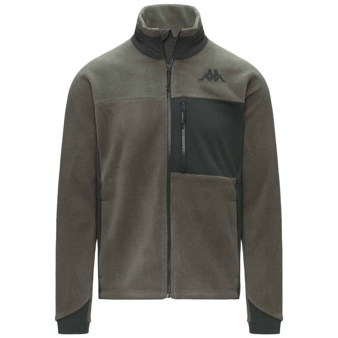 Chaqueta polar verde oscuro para hombre con cremallera completa y bolsillos 01