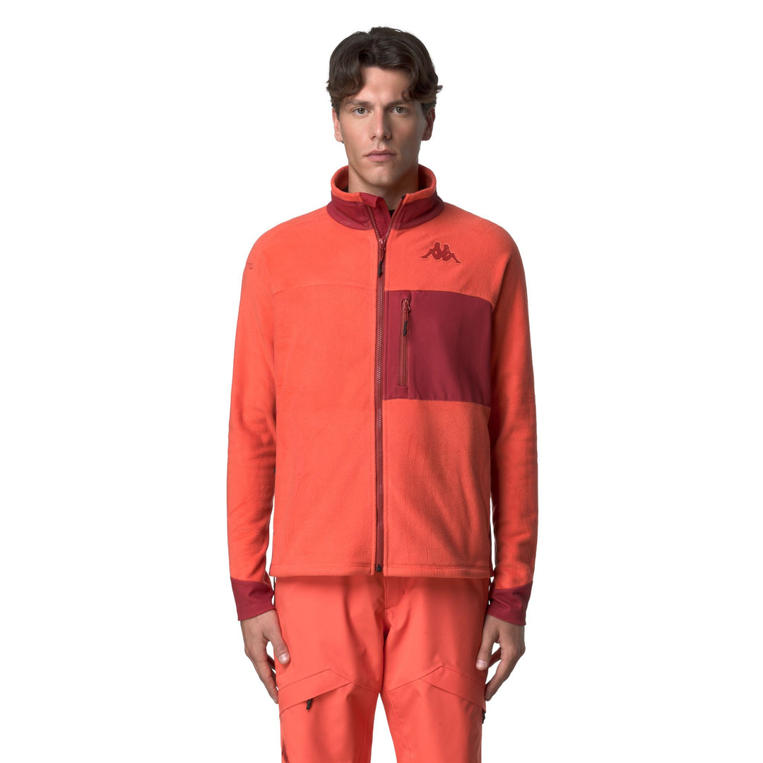 Red Men's Fleece Jacket with Zippered Pockets main