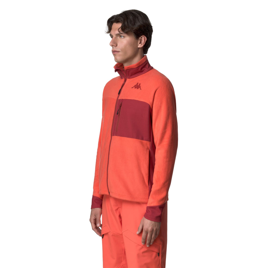 Giacca in pile arancione slim fit da uomo per lo sci main