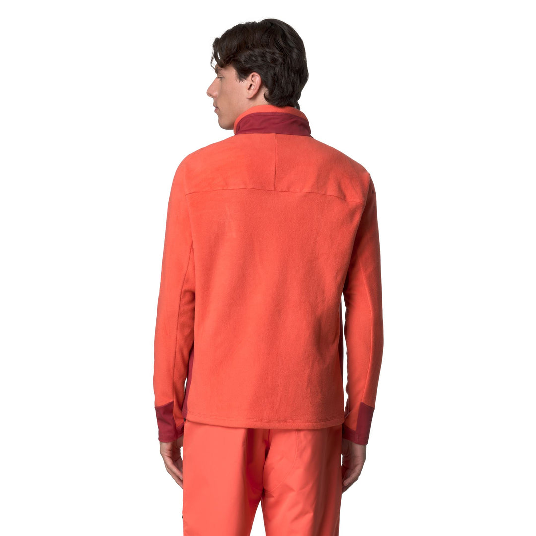 Veste polaire orange pour homme, coupe ajustée, idéale pour le ski main