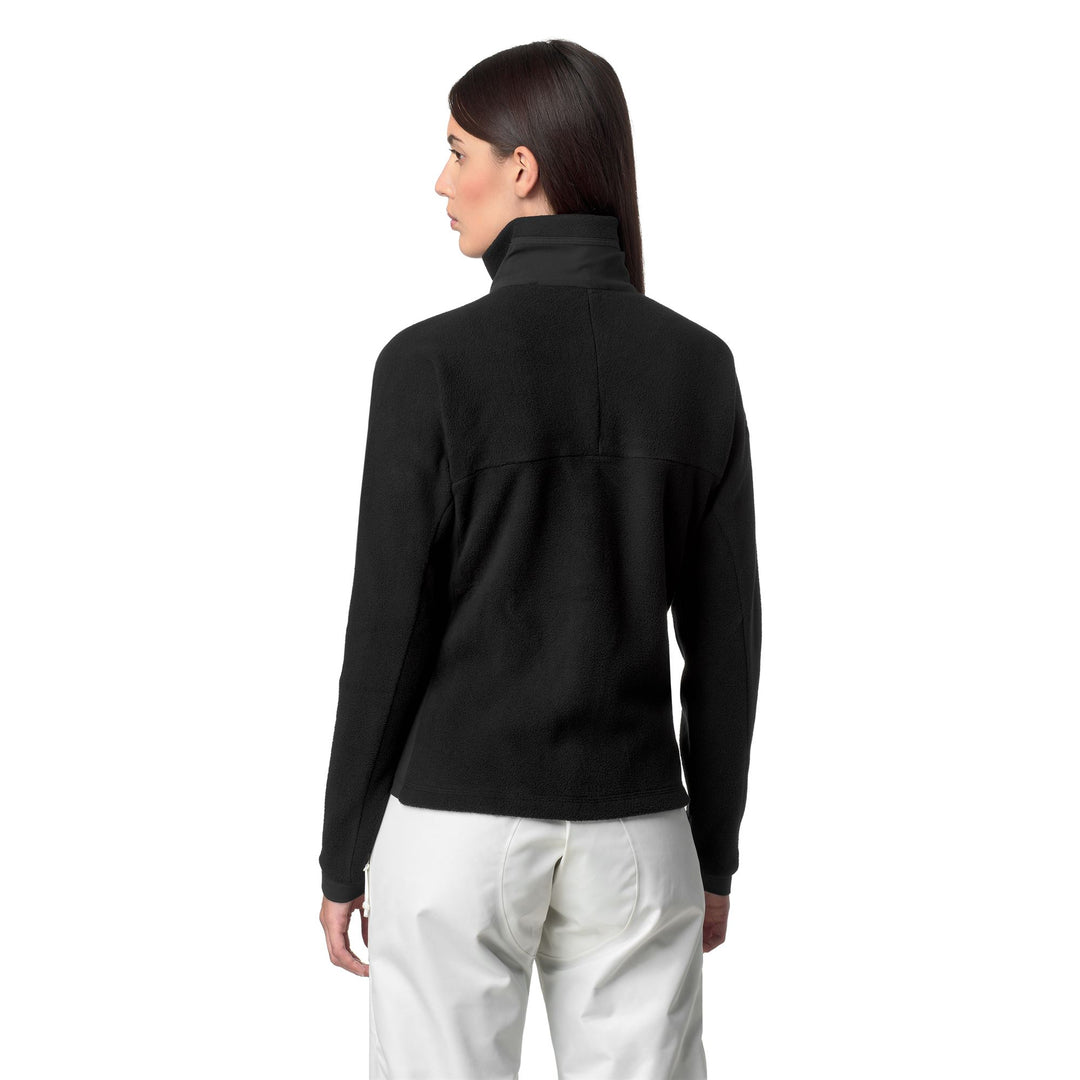 Black Women's Slim Fit Ski Fleece Jacket with Zippered Pockets main