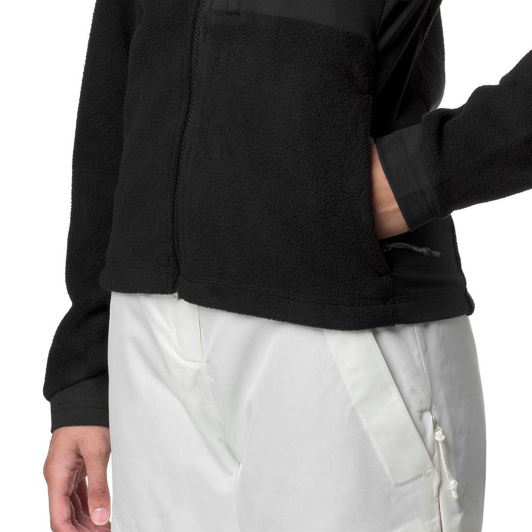 Black Women's Slim Fit Ski Fleece Jacket with Zippered Pockets main