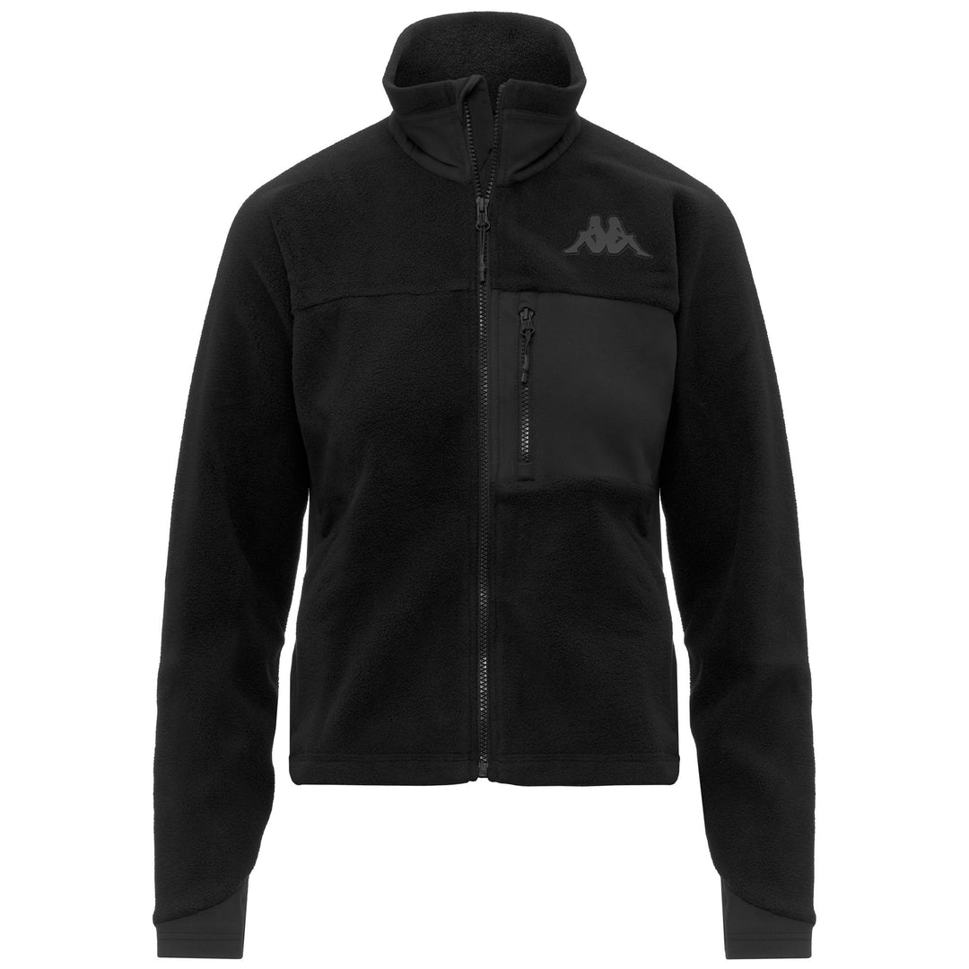 Black Women's Fleece Jacket with Zipper and Side Pockets 01