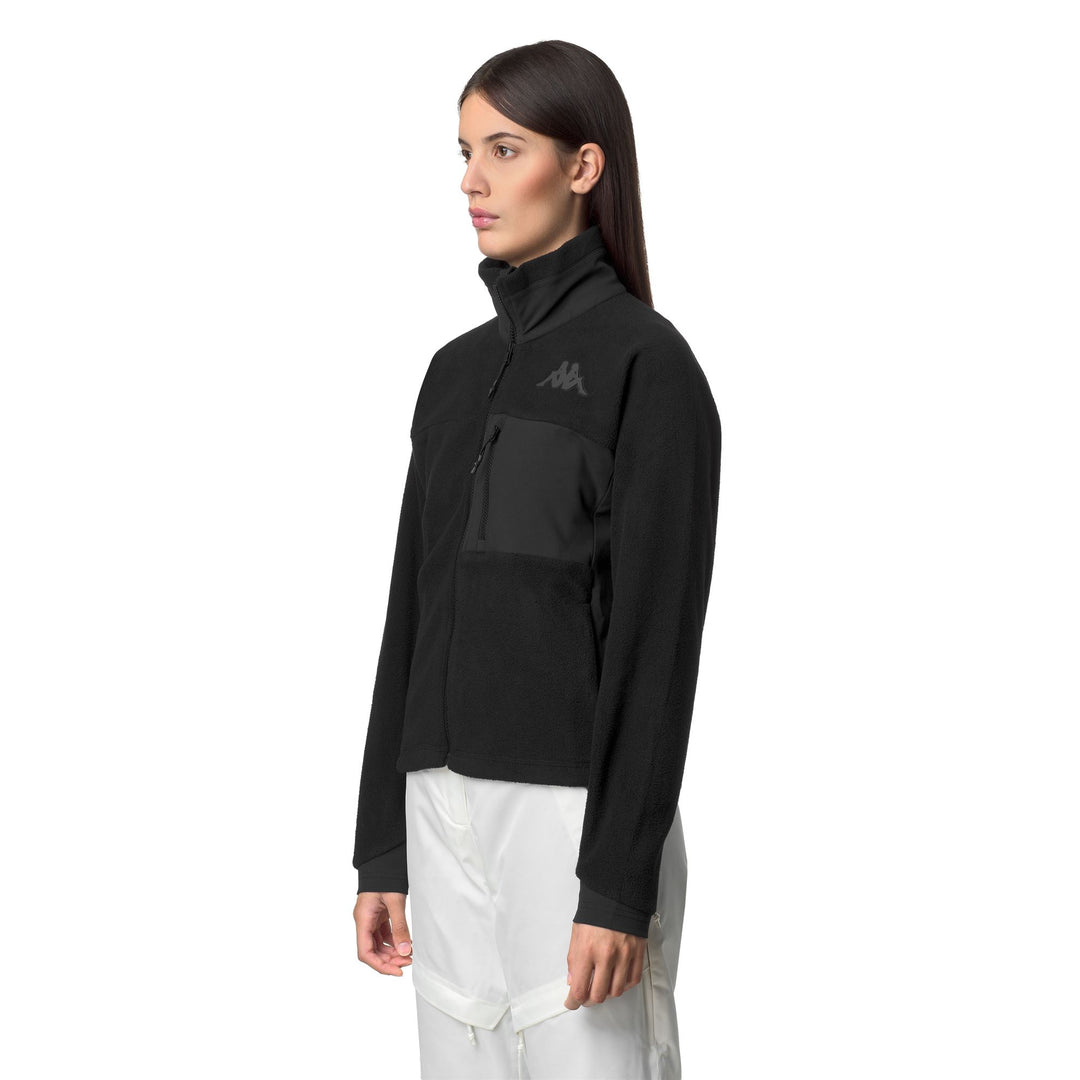 Giacca in pile nera da donna con cerniera e tasche laterali main