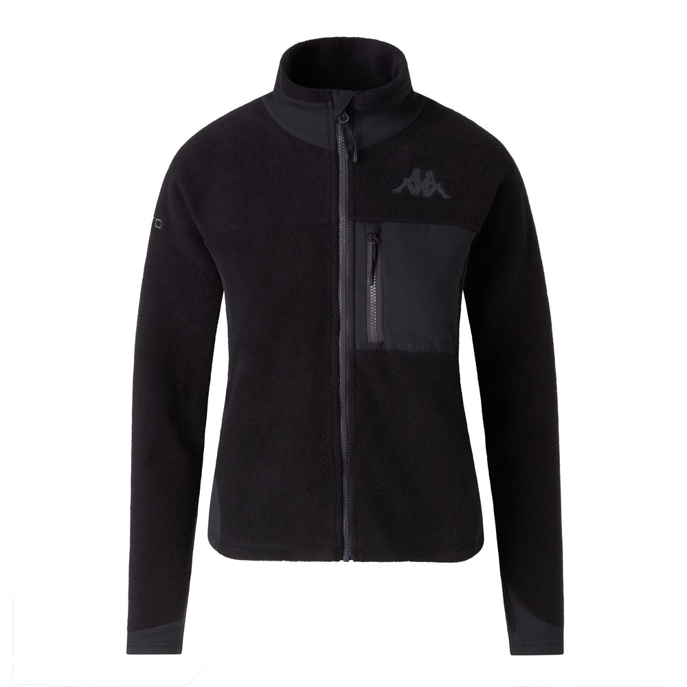 Black Women's Slim Fit Ski Fleece Jacket with Zippered Pockets 02